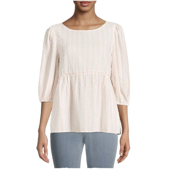 Women's Boho Top Textured with Peplum Sz Large 12-14 - Picture 1 of 6